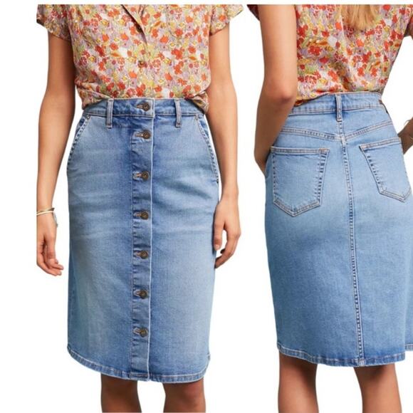 Pilcro and the Letterpress Dresses & Skirts - Pilcro Letterpress ANTHRO size 4 denim jean button Women pencil skirt y2k wester